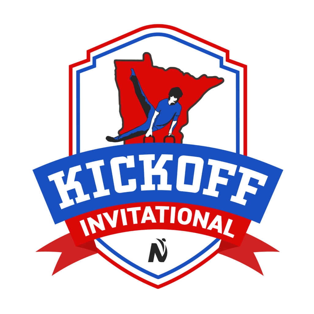 Kickoff Invitational logo with gymnast and Minnesota